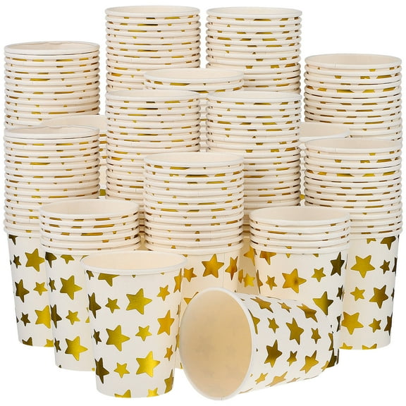 NICEXMAS Gold Paper Cups for Party Multi Color Disposable Paper Cups with Star Patterns Brighten Scenes 100 Pcs