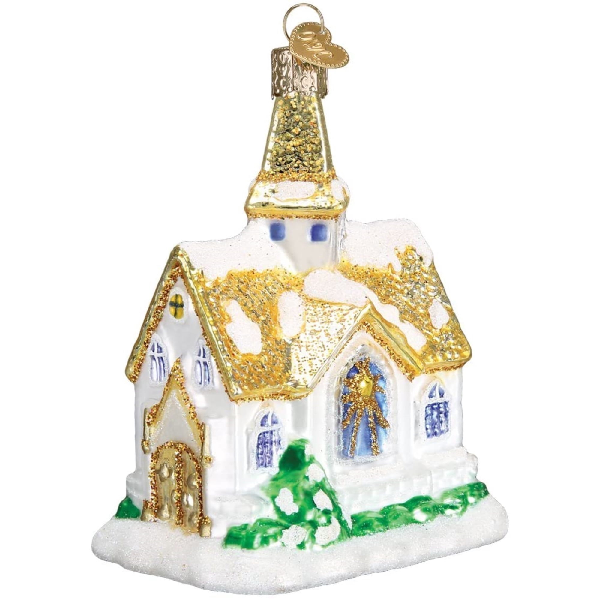 Old World Christmas 4.25In Golden Cathedral, Glass, Church Ornament 20105