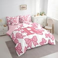 thumbnail image 3 of Castle Fairy Adults Female Men Dreamy Princess Letter Monogrammed R Twin Bedding Sets 7-Piece,Cute Bow Initial Bedding Comforter Set Microfiber,Cartoon Pink Bowtie Breathable Sheet Sets, 3 of 8