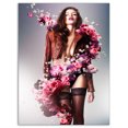 thumbnail image 2 of Erotic Flower Woman in Jacket - Portrait Canvas Art Print, 2 of 3