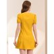thumbnail image 5 of Vestidos Elegantes De Cuello Cuadrado Para Mujer Vestido Corto De Una Línea De Manga Abullonada De Algodón De Color Sólido Amarillo L, 5 of 6