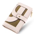 thumbnail image 1 of Billetera yiijay de piel con bloqueo RFID para mujer, triple, con soporte para bolígrafos, 1 of 6
