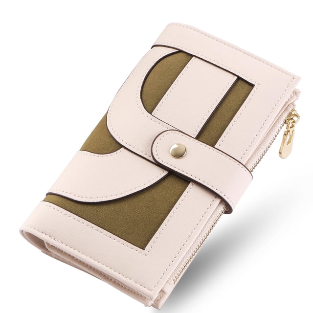 Billetera yiijay de piel con bloqueo RFID para mujer, triple, con soporte para bolígrafos