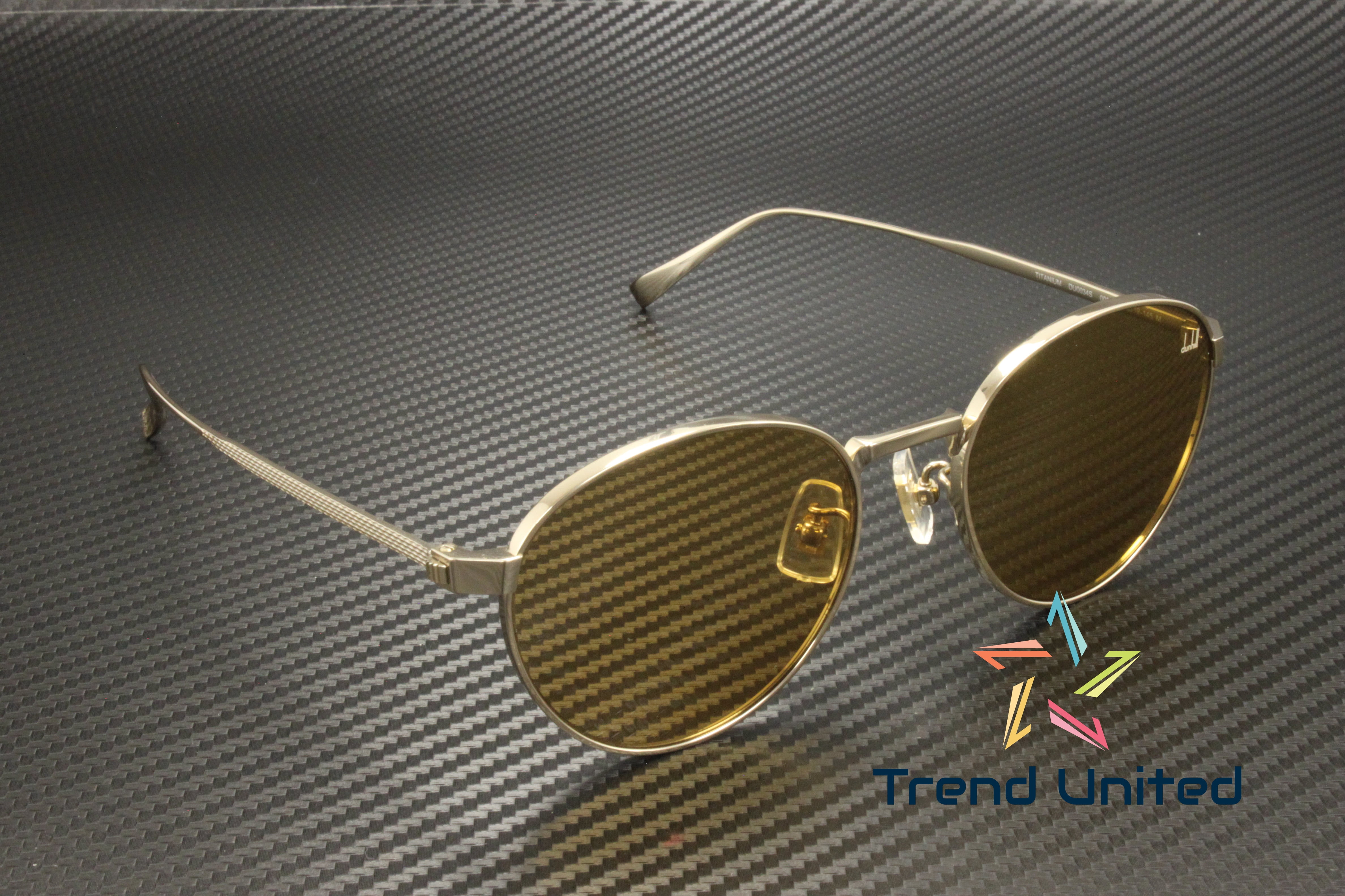 DUNHILL DU0034S 003 Round Oval Panthos Titanium Gold Yellow 53mm Mens Sunglasses