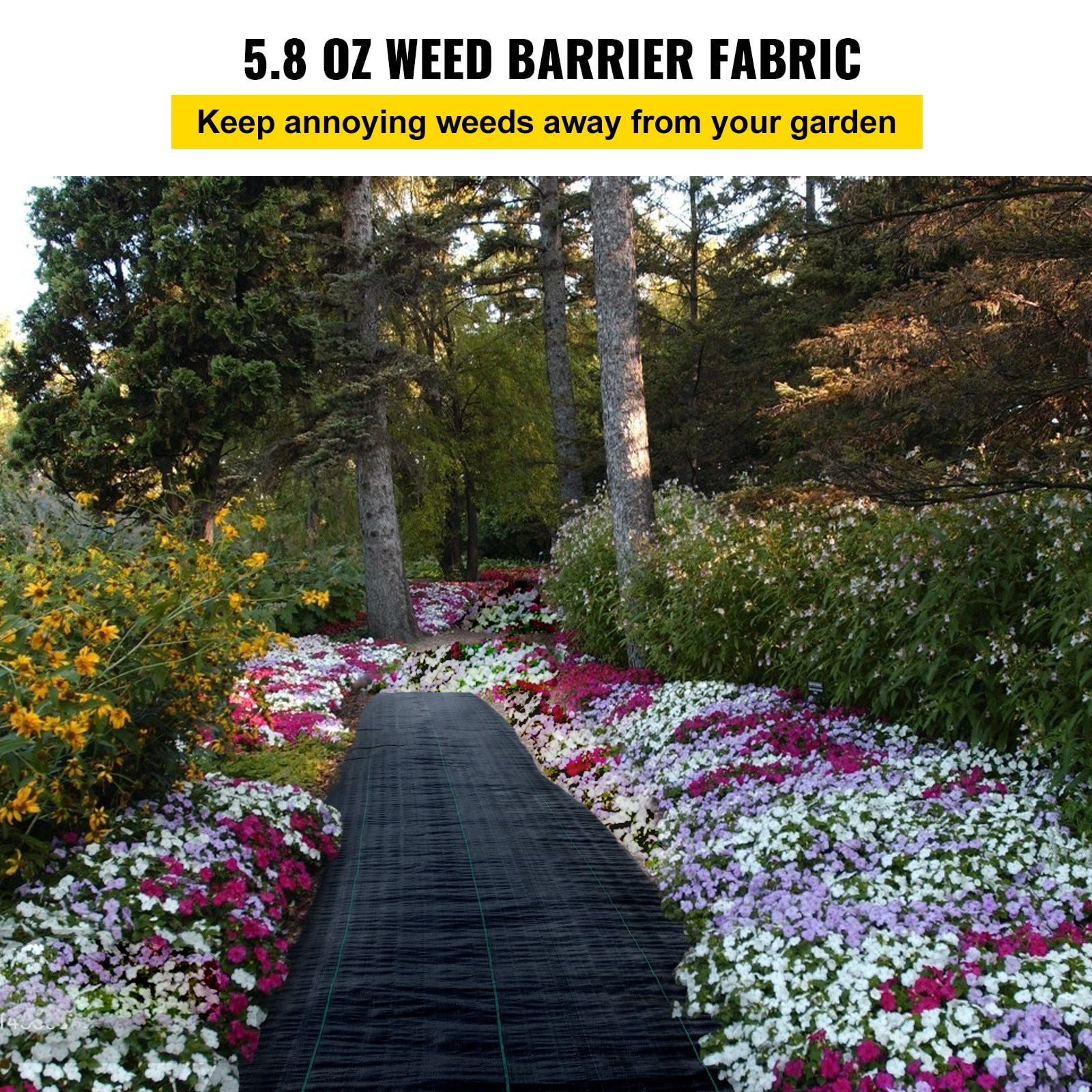 Chateauy 4ft x 100ft Heavy Duty 5.8OZ Woven Geotextile Weed Barrier Fabric, Black Ground Cover for Landscaping, Gardening & Underlayment