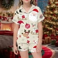 thumbnail image 2 of WEAIXIMIUNG Children's Christmas Print Short Sleeve Shorts Cardigan Children's Pyjamas Two Sets 8-9 Years, 2 of 4