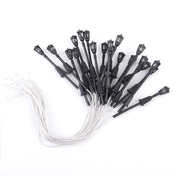 ibasenice 20Pcs LED Tower Lamp Black Hexagonal 3V with Connecting Cable for Model Gardening