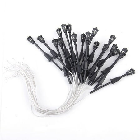 

BESTONZON 20PCS 1:100 LED Antique Lamppost Garden Park Lights Model Metal Plastic Single Head Tower Shape