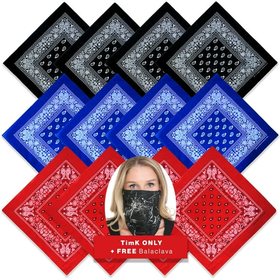 Basico 100% Cotton Head Wrap Bandanas 12 Pack