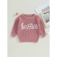 thumbnail image 2 of Caoirhny Toddler Girls Autumn Winter Knit Sweater Long Sleeve Letter Embroidery Pullover Knitwear, 2 of 9