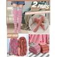 thumbnail image 3 of Women Christmas Thigh High Fuzzy Socks Cute Cartoon over Knee Fluffy Striped Stockings Winter Leg Warmers, 3 of 6