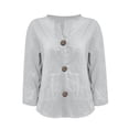 thumbnail image 3 of ShomPort Women's Loose Blouse 3/4 Sleeve Linen Cotton Buttons Open Front Comfy Shirts Cardigan Summer, 3 of 4