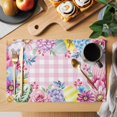 thumbnail image 2 of Easter Flowers Placemats Set of 8, Eggs Spring Floral Rustic Pink Checkered Placemats for Dining Table, Place Mats for Kitchen Tabletop, Waterproof Wipeable Dining Table Mats Set, 2 of 9