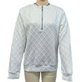 thumbnail image 4 of Women's Quarter Zip Sweatshirt Stand Collar Long Sleeve Casual Quilted Trendy Fall Pullover Clothes Tops (XL, White), 4 of 4