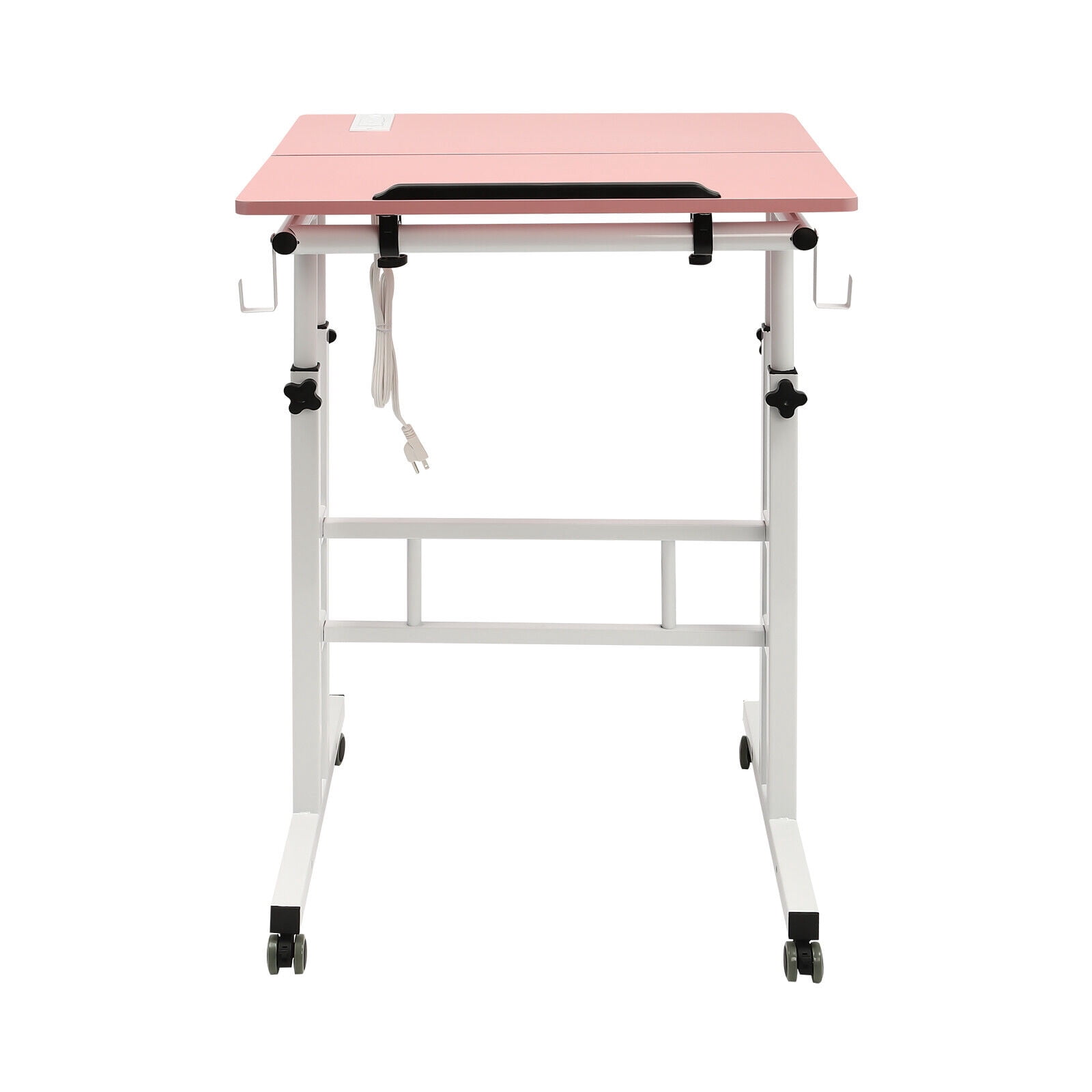 Miumaeov Mobile Stand Up Desk with Height Adjustable Standing Desk with Wheels Portable Rolling Laptop Cart for Home Office Standing or Sitting