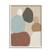 Stupell Industries Neutral Boho Contemporary Rocks Abstract Painting White Framed Art Print Wall Art