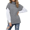 thumbnail image 1 of Yuyuzo Chandail pour Femmes Col Roulé Manches Courtes Tricoté Col Haut Épaule Large Pull Chemises, 1 of 6
