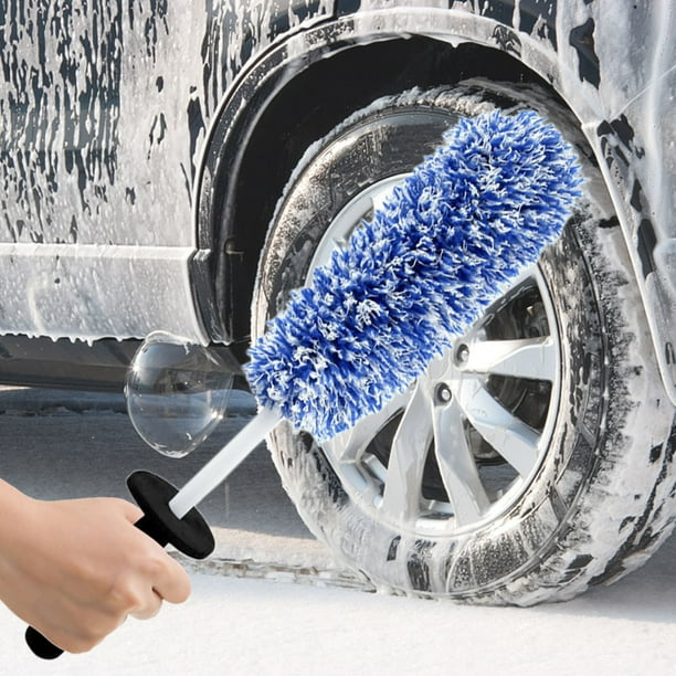 Cepillo para ruedas de coche, limpiador de llantas de microfibra, suave para limpieza de coches (azul) Sywqhk Accesorios para autos y motos