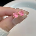 thumbnail image 4 of Cancer Awareness Earrings Pink Ribbon Alloy Jewelry Inspirational Gift for Women Survivors Strength of a Fighter Tiny Hoop Earrings Support Jewelry for Cancer Patients and Caregivers, 4 of 5