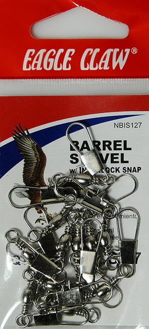 Eagle Claw Barrel Swivel with Interlock Snap, Nickel, Size 7