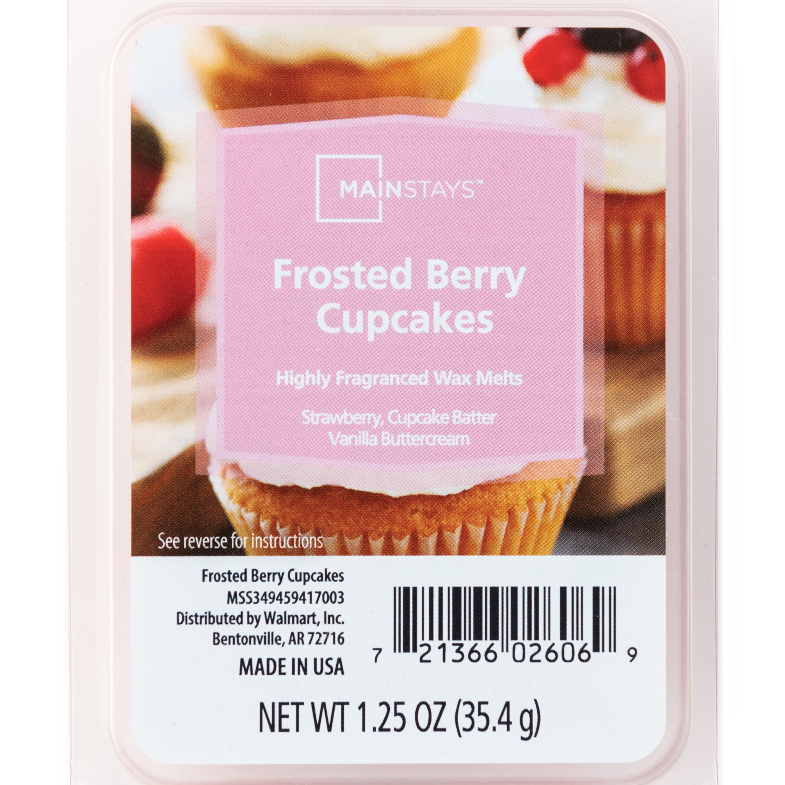Mainstays 6 Cube Wax Melts, Frosted Berry Cupcake, 1.25 oz