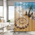 thumbnail image 3 of Starfish Beach Theme Shower Curtain Fabric Tropical Sea Waves Seashell Conch Hawaiian Seaside Scene, Ocean View Cloth Shower Curtains with Hooks for Home Hotel Decor, 3 of 6