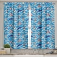 thumbnail image 2 of Ambesonne Lighthouse Valance & Curtain, Wavy Lines Dolphins, 55"x24", Blue Navy Blue Red, 2 of 6