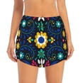 thumbnail image 2 of Susaid Colorful Mexican Flower Print Women's High Waisted Running Shorts Quick Dry Athletic Gym Track Workout Shorts Zip Pocket-Large, 2 of 7