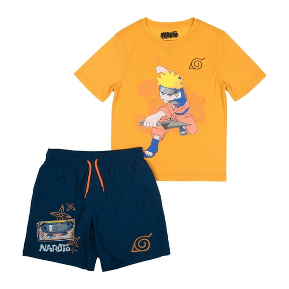 Naruto Boy's Short Sleeve Performance Tee & Lounge Shorts Combo Set