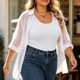thumbnail image 6 of JOANKDMI Plus Size Tank Tops for Women Sleeveless Summer Scoop Neck Wide Strap Loose Fit Tunic Autumn Casual Vacation Layering Piece Wear,White,L-5XL, 6 of 7
