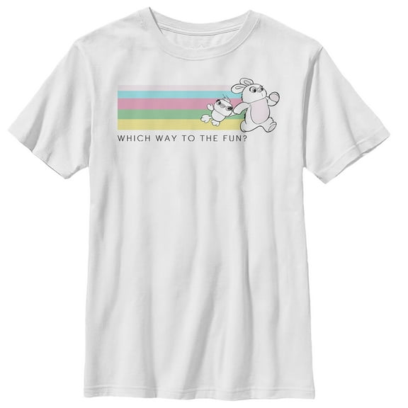 Boy's Toy Story Ducky & Bunny Fun Rainbow Race Graphic Tee White Medium