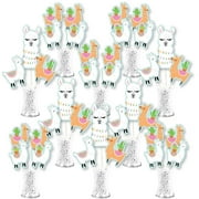 Big Dot of Happiness Whole Llama Fun - Llama Fiesta Baby Shower or Birthday Party Centerpiece Sticks - Showstopper Table Toppers - 35 Pieces