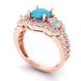thumbnail image 2 of 2.16 ctw 3 Stone Anniversary Ring for Women | Round Cut Simulated Turquoise | Hyperallergenic Solid 14K Rose Gold, 2 of 5