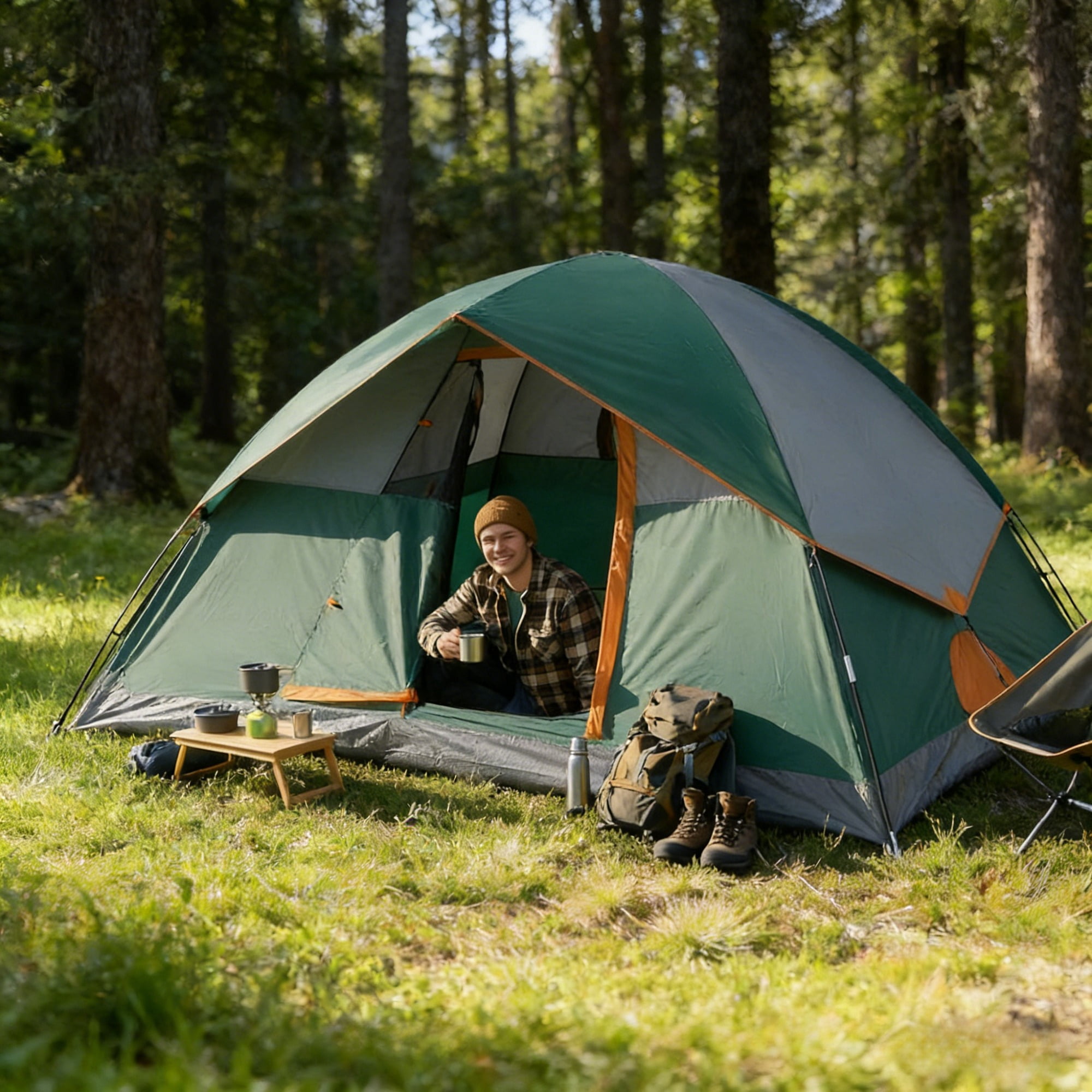 VANECL Camping Tent 2-4 Person Dome Tent with 5 Min Easy Setup Lightweight Waterproof Design for Outdoor Hiking Backpacking and Beach Use, Green