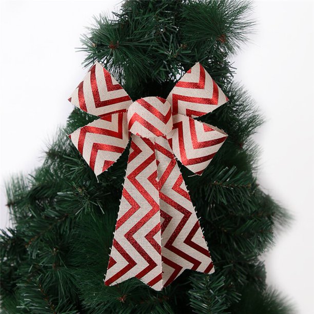 Lazos de decoración navideña para árbol de Navidad, lazos de impresión para manualidades, 25cm, nuevo