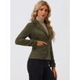thumbnail image 3 of DARING DIVA Women's Long Sleeve Open Front Faux Suede Blazer XS Olive Green, 3 of 5