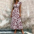 thumbnail image 5 of YuXingFu Womens Cotton Dresses with Sleeves Maxi V-Neck Plus Size Womens Dress Short Sleeve Womens Plus Size Summer Dress Long Casual Summer Wine S, 5 of 7