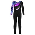 thumbnail image 5 of YEAHDOR Girls Long Sleeve Gym Suit Activewear Shiny Rhinestone Leotard with Leggings Sports Skating Outfit Neon Starry 12, 5 of 7