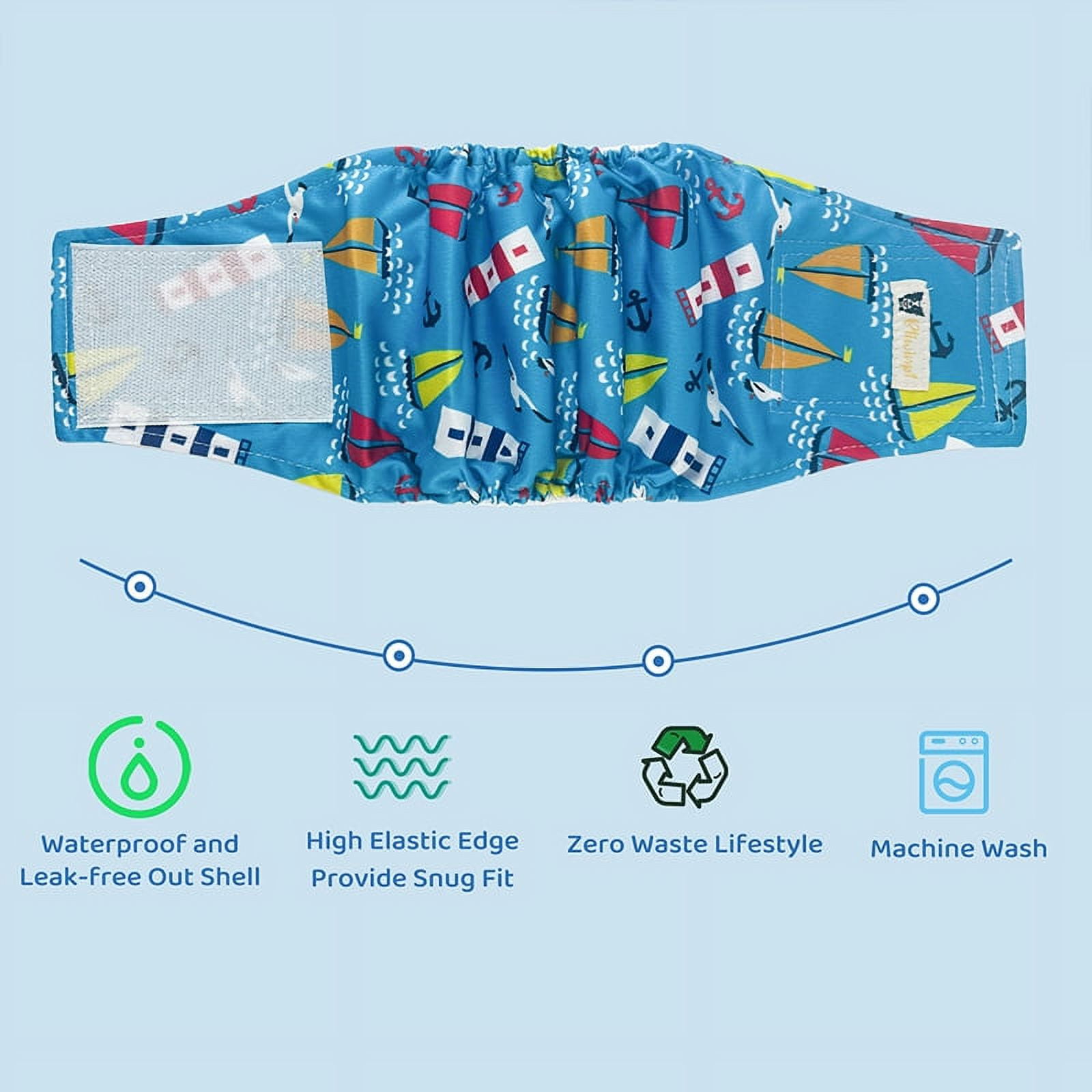 BLIWINPT Reusable Dog Diapers Male Premium Belly Band for Male Dogs Washable Belly Bands for Male Dogs New Cute Patterns 5 Pack (XXL, 21” - 27” Waist)