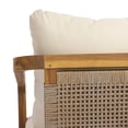 thumbnail image 4 of Christopher Knight Home Outdoor Acacia Wood Club Chair with Wicker Back and Cushion, Teak+Cream, Set of 2, 4 of 13