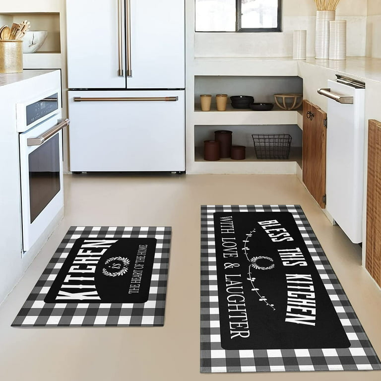 Buffalo Plaid Check Kitchen Rug Mat Set of 2 Kitchen Decor Floor