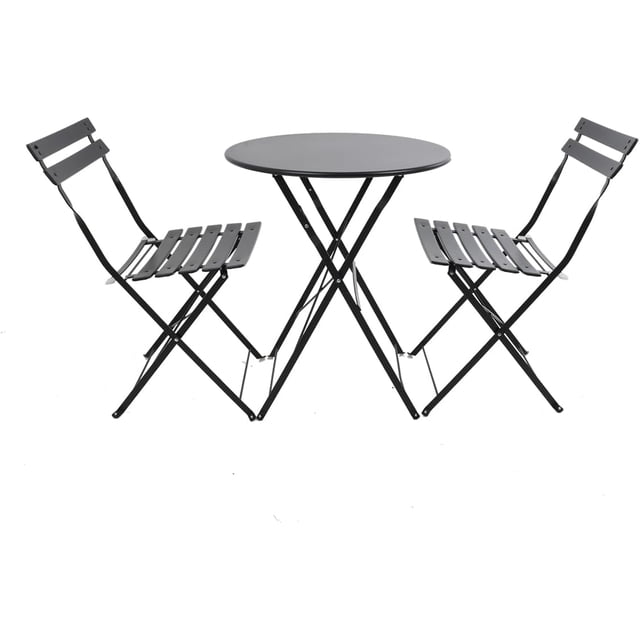 Juego de Jardín con Mesa y 2 Sillas de Acero para Exterior Conjunto para Terraza Balcon Patio o Jardin Acabado con Pintura Electrostatica Resistente a la Intemperie Diseño Moderno para Hogar (Oxford)