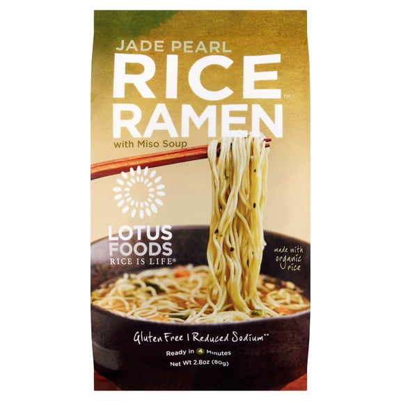 Lotus Foods Jade Pearl Rice Ramen with Miso Soup, 2.8 oz, 10 pack