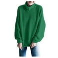 thumbnail image 2 of Ladies Fashion Sweater Solid Color High Neck Slim Fit Knit Sweater, Versatile and Warm, Ideal for Layering and Daily Casual Use,Green,S, 2 of 6