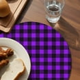 thumbnail image 3 of Black Purple Plaid Round Placemats Set of 6 for Dinning Tables,Heat-proof Braided Table Mats 13 Inch,Farmhouse Simple Buffalo Checked Washable Place Mat for Kitchen Restaurant Party Table Decor, 3 of 9