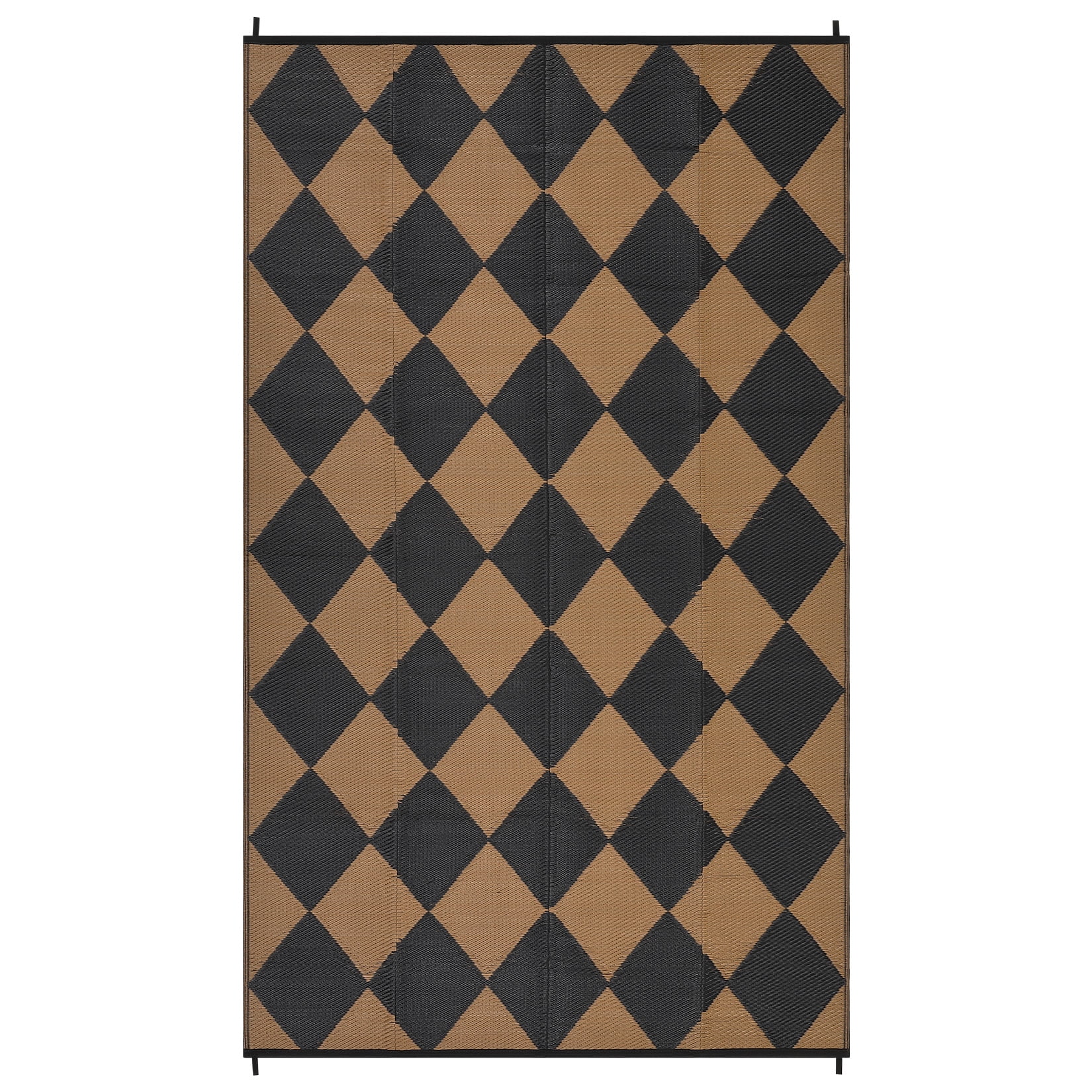 GlowSol 8x10 Outdoor Rug for Picnic Beach Deck-Outdoor Waterproof Patio Rug Indoor Outdoor Modern Geometric Area Rug Reversible Rug, Black/Brown