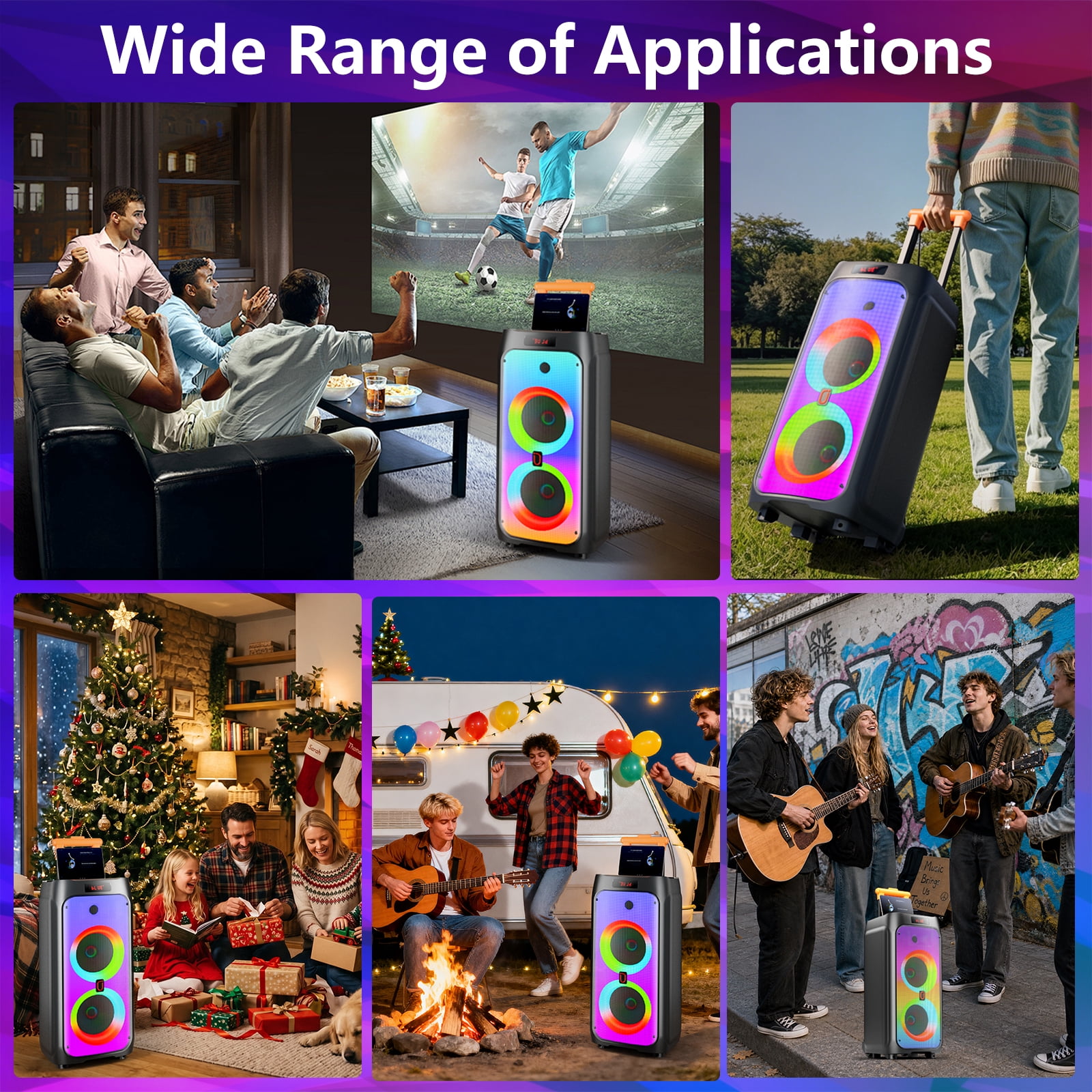 JYX Karaoke Machine with 2 Microphones, 500W Large Bluetooth Speaker with Wheels, Dazzling Party Light