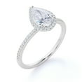 thumbnail image 4 of JeenMata 1.25 Carat Pear Shape Moissanite Halo Engagement Ring in 18k White Gold over Silver, 4 of 10