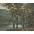thumbnail image 2 of Conrad Gessner 17x15 Black Ornate Wood Framed Double Matted Museum Art Print Titled - Sunlight Filtering Through Trees Along the River Sihl (1792), 2 of 5