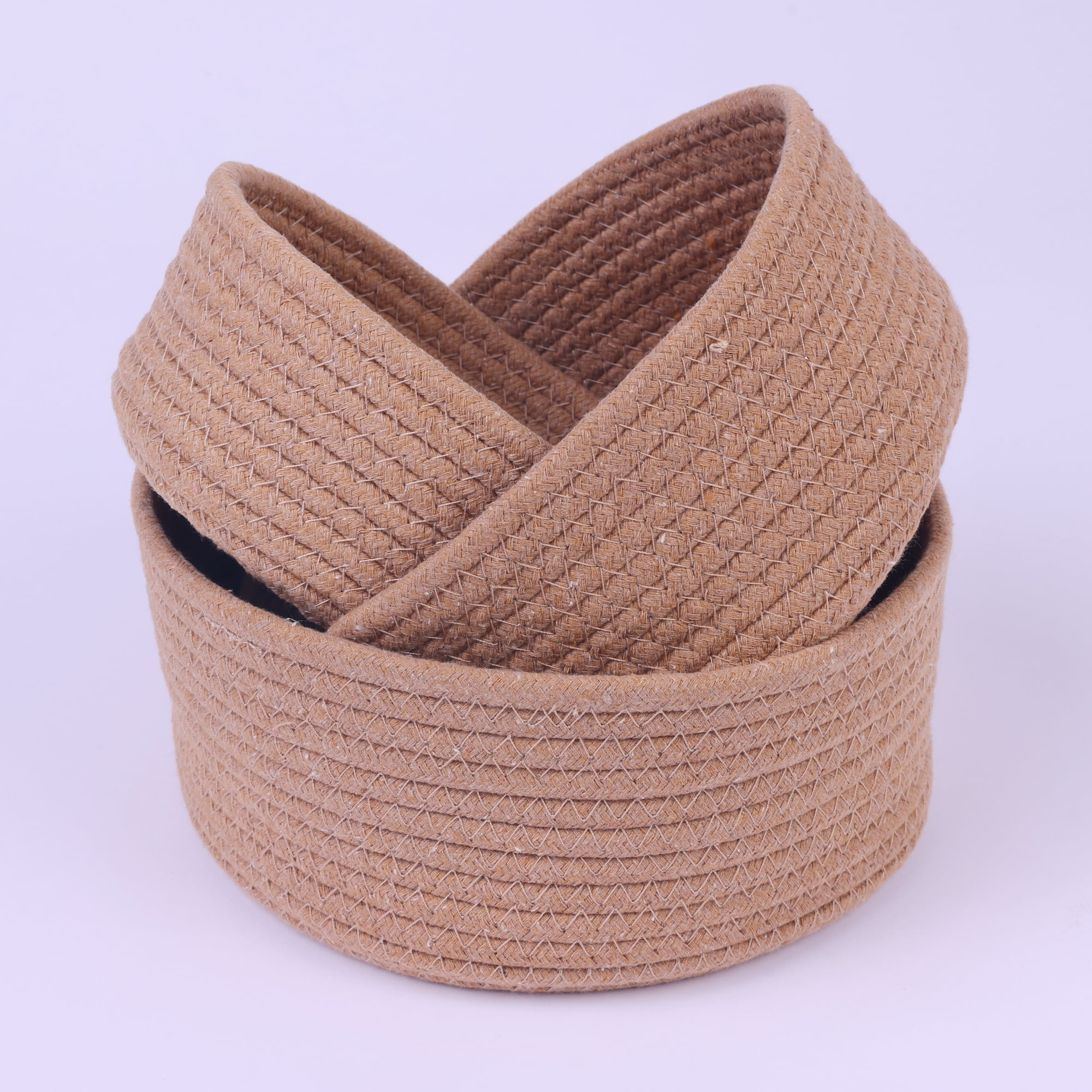 Unique Bargains Round Woven Storage Basket Small Storage Bin for Home Decor Brown L